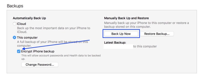 Choose this option to backup sensitive information.