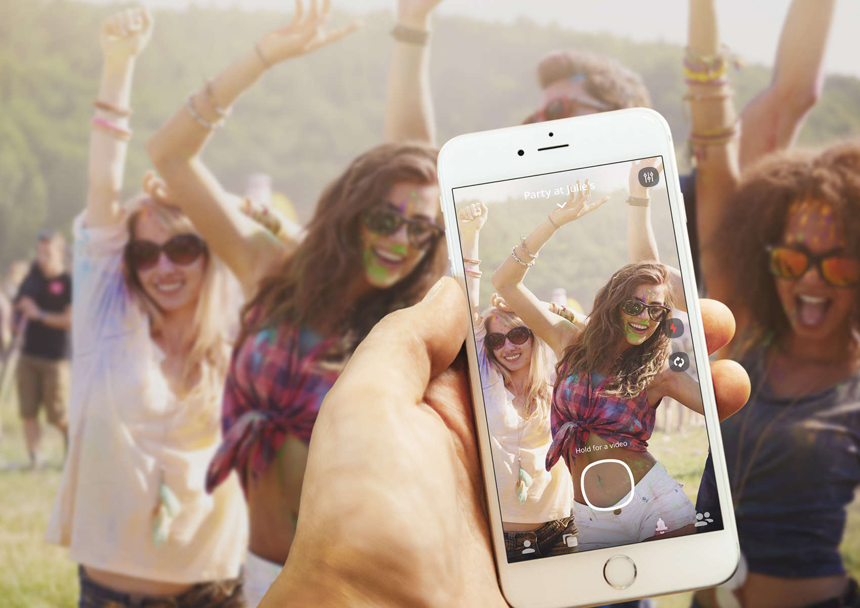 Flashgap lets you take pictures at the party, but then makes you wait a day before you can share them.