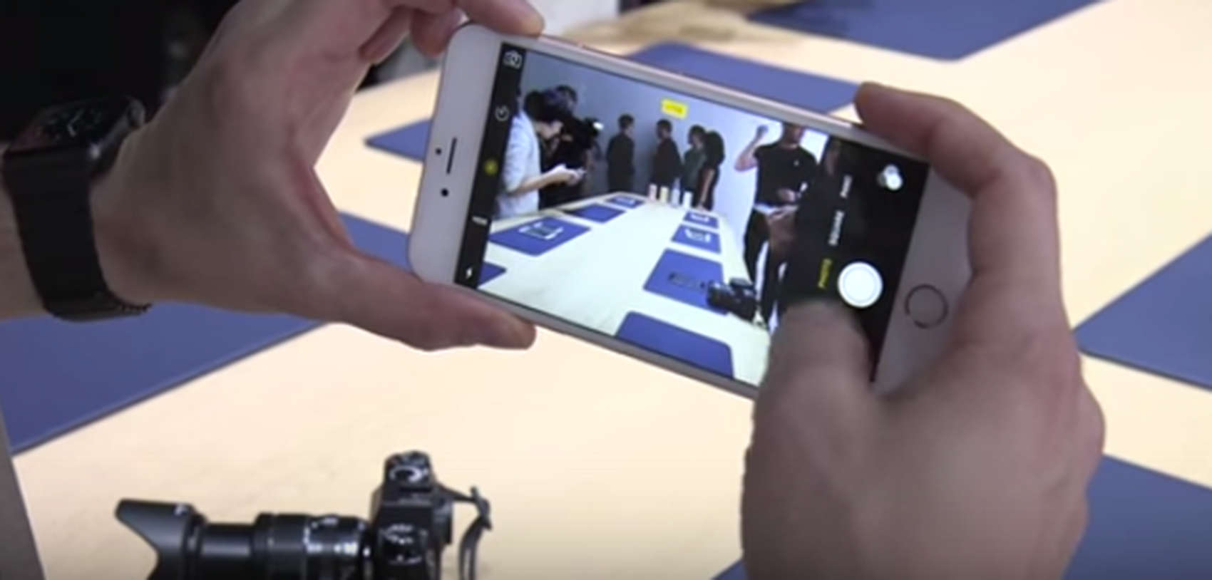 The new iPhone 6s in the hands of journalist during Apple's September event Wednesday.