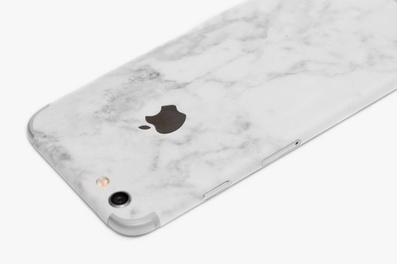 iPhone users can choose between a marble case or skin.