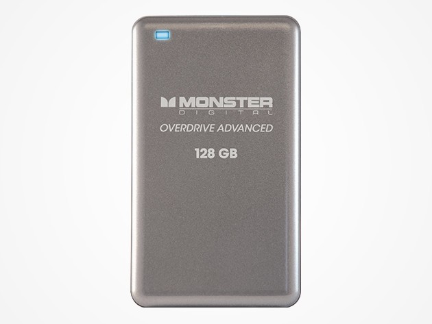 Monster's 128 gigabyte flash storage drive is sleek, lightweight, capacious, and secure.