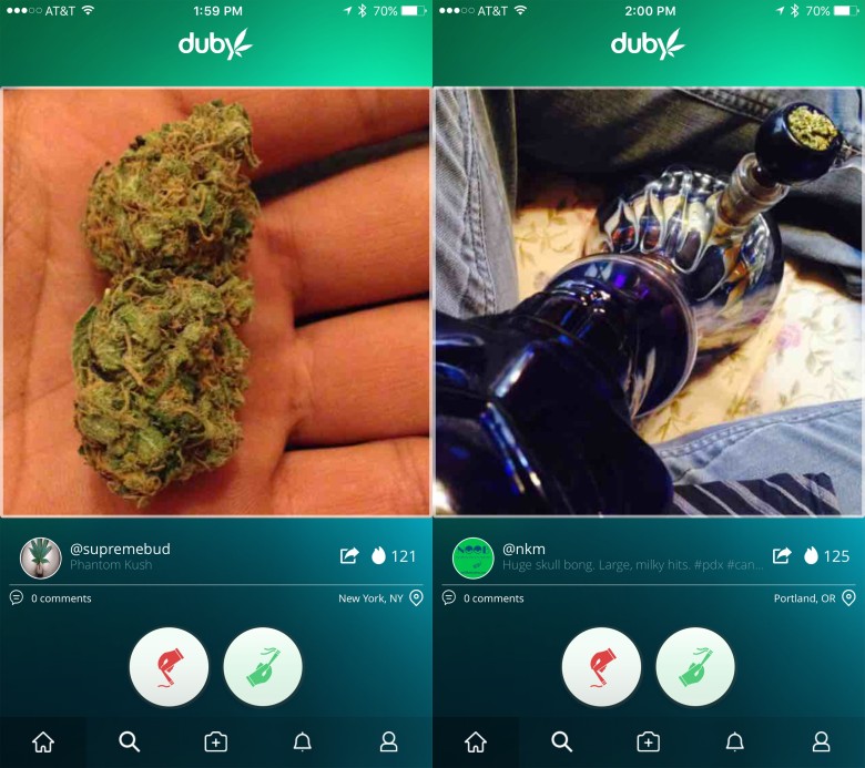 Duby You might find your best "bud" with this weed-based social networking app.