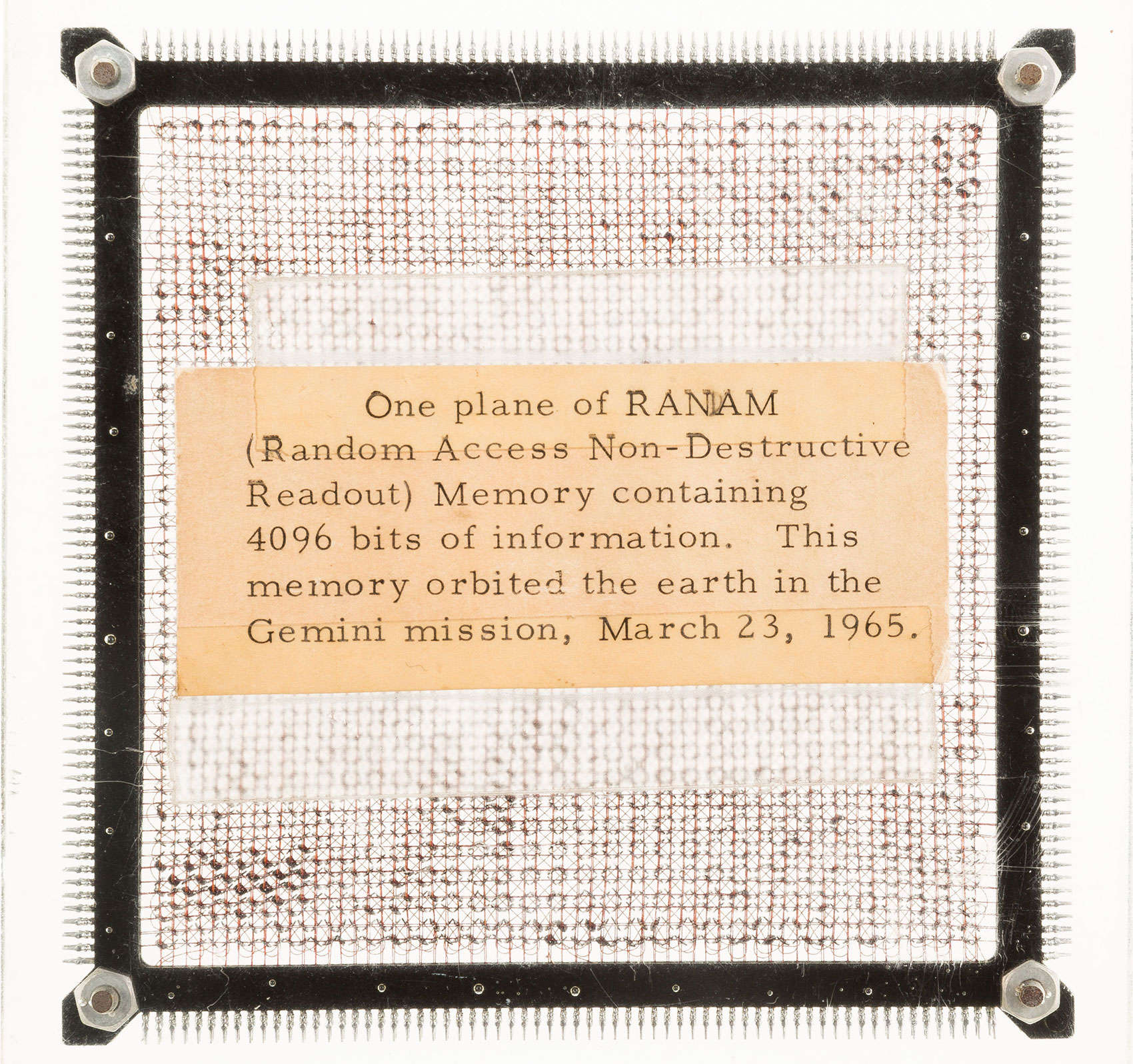 This computer chip is from the first computer ever used in a spacecraft.