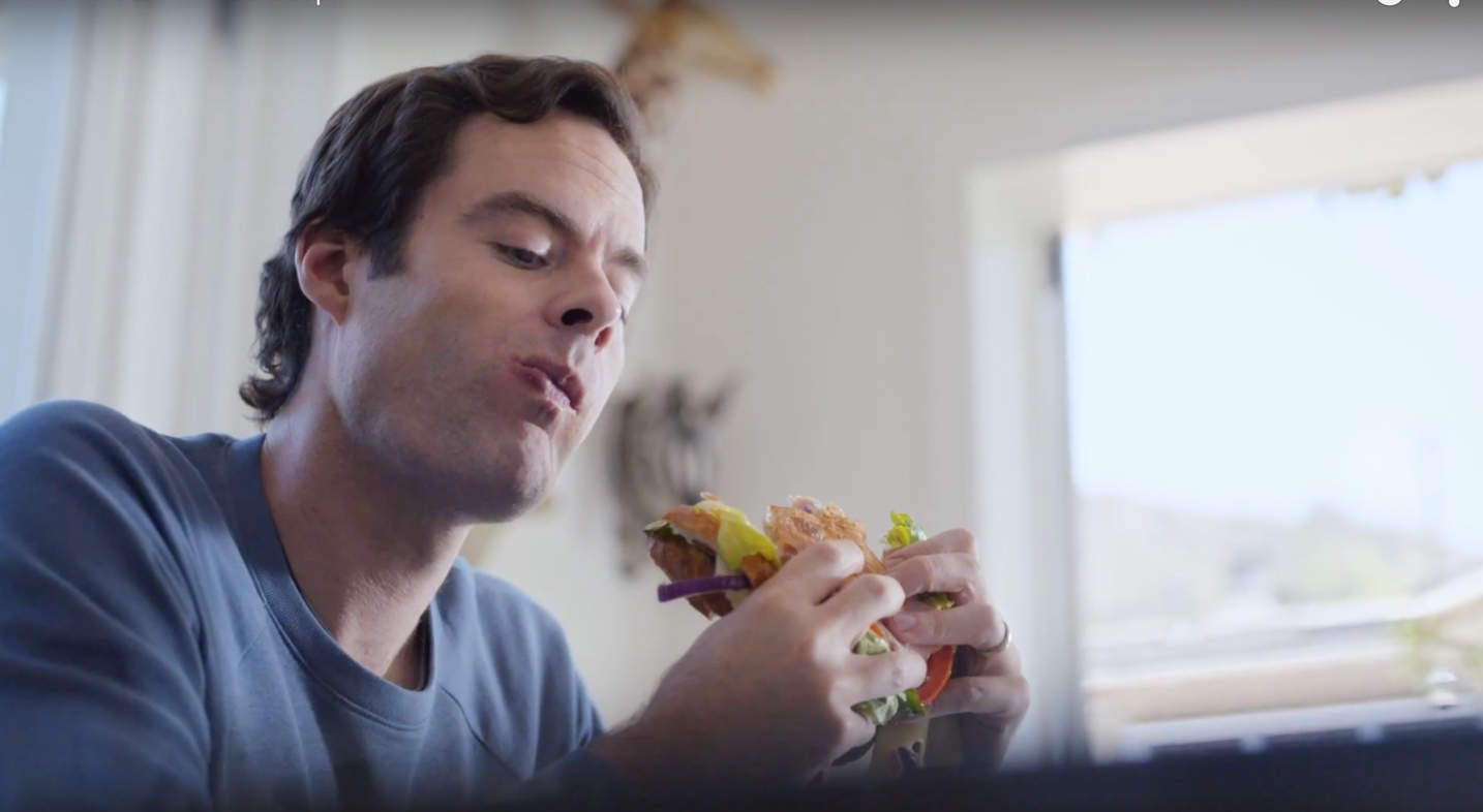 That burger looks tasty. And messy.