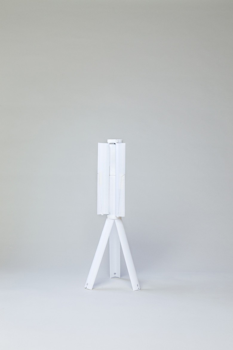 For high wind speeds, the turbine blades fold into a vertical position.