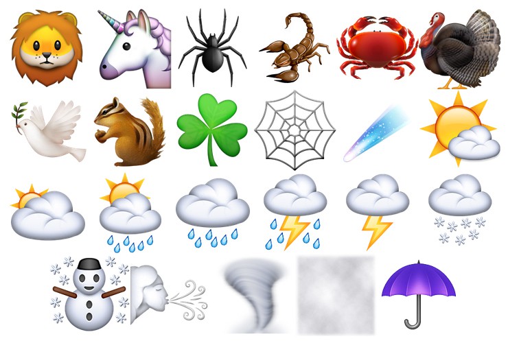iOS 9.1 Animals and Nature emojis