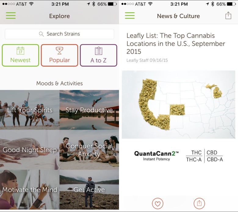 Leafly Finding a dispensary or information about marijuana laws is easy with Leafly.