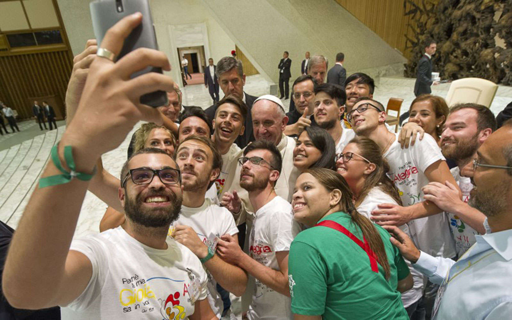 Pope Francis welcomes the presence of smartphones - but not at dinner.