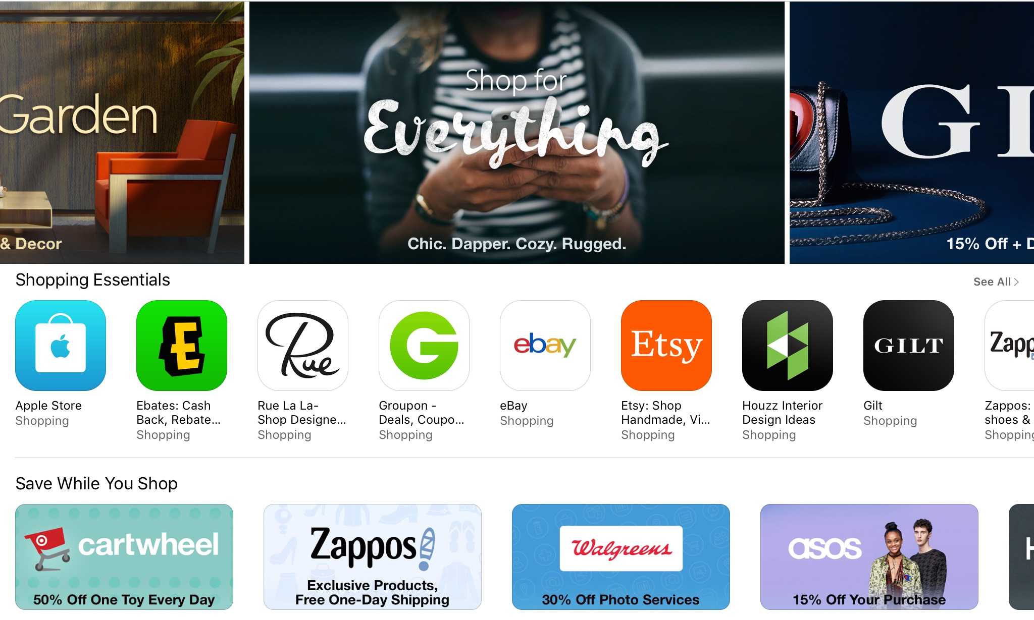 The App Store's newest category is all about shopping.