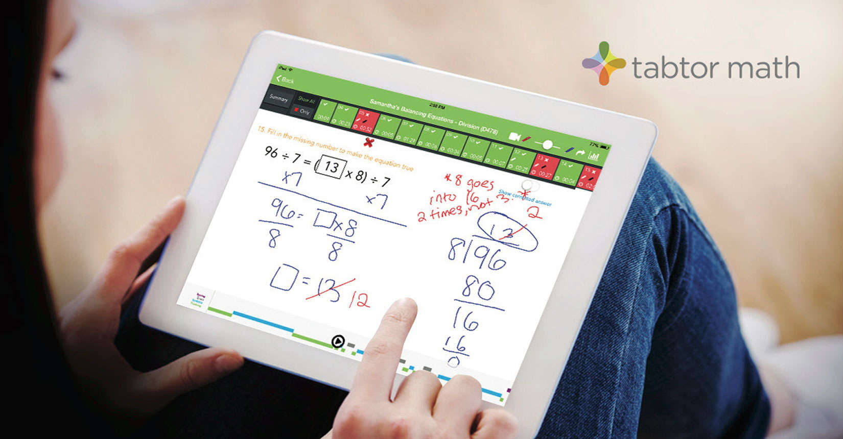 The Tabtor Math app doesn't leave you alone with your iPad. A personalized tutor is assigned to each student.