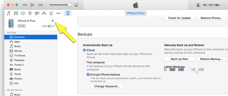 ITunes eject Eject from iTunes here.