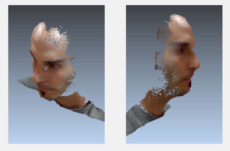 A 3D point cloud created from a single image.