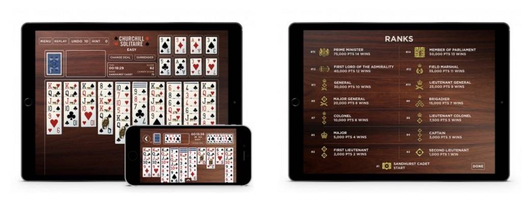 Donald Rumsfeld's first iPhone game is a version of solitaire played by Winston Churchill.