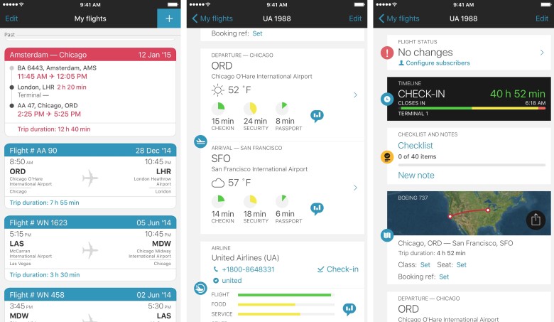 For flight tracking, security wait times, and more, check out App in the Air.