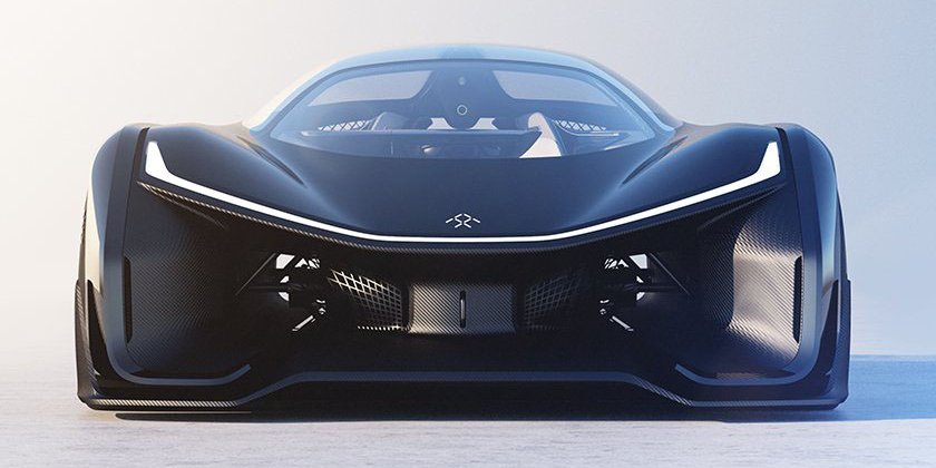 Faraday Future's concept car looks like a batmobile.