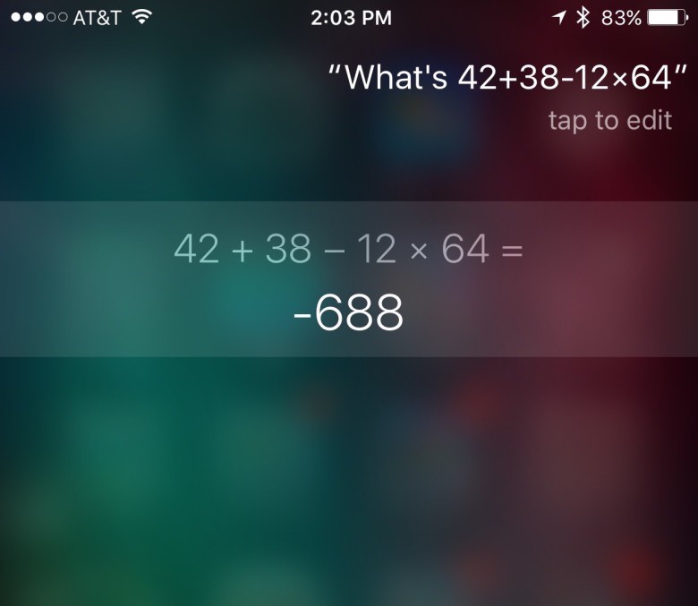 Siri math Siri does math quite well.