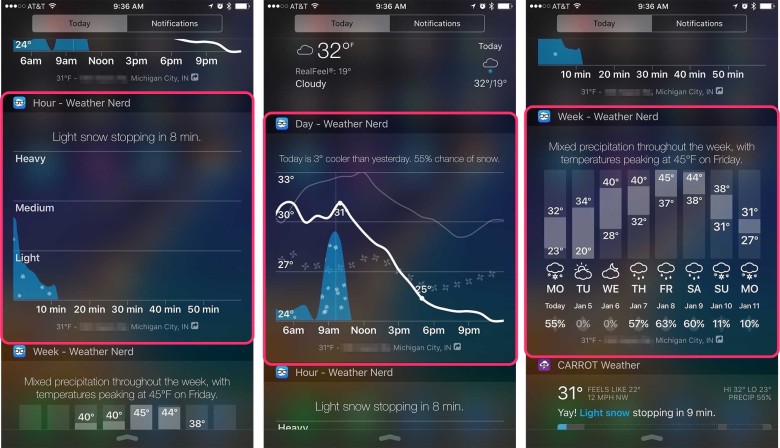 Weather Nerd offers three different widgets to choose from.