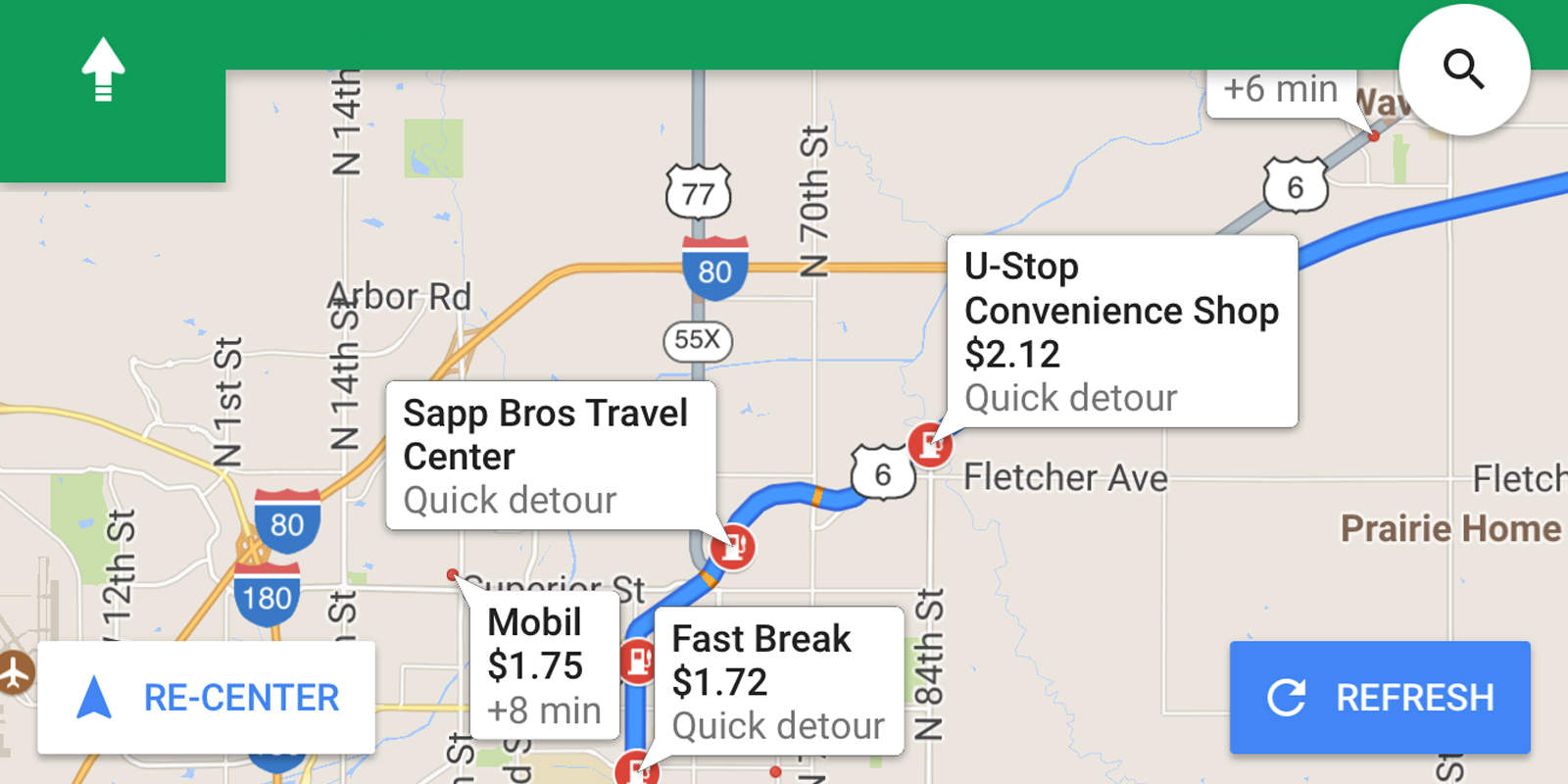 Google-Maps-pit-stops iOS