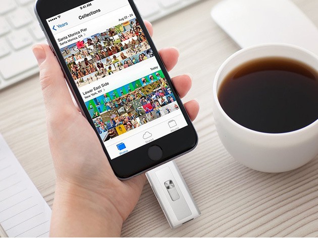 Add up to 128 gigs of Micro SD storage directly to your iDevice via Lightning or USB 3.0.