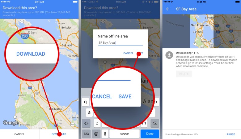 How to save offline maps with Google Maps for iPhone (Step 2 of 2).