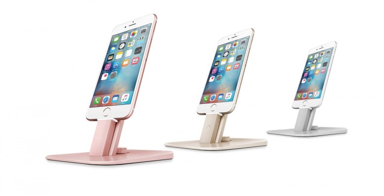 The HiRise Deluxe can be adjusted to fit any iPhone or iPad you own and comes in finishes to match your device.