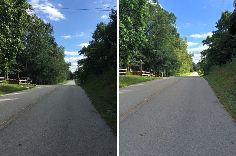 Hydra examples set 2 Here you can see the road is much brighter in the Hydra sample on the right.