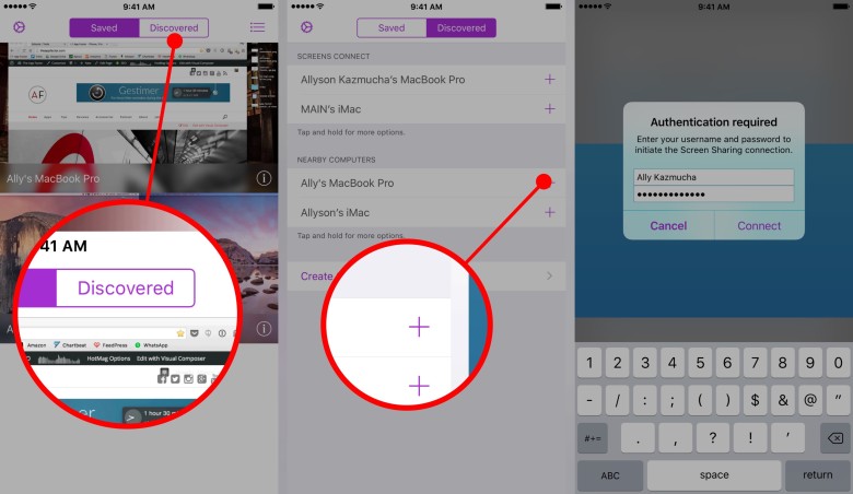 How to add a nearby computer to Screens for iOS