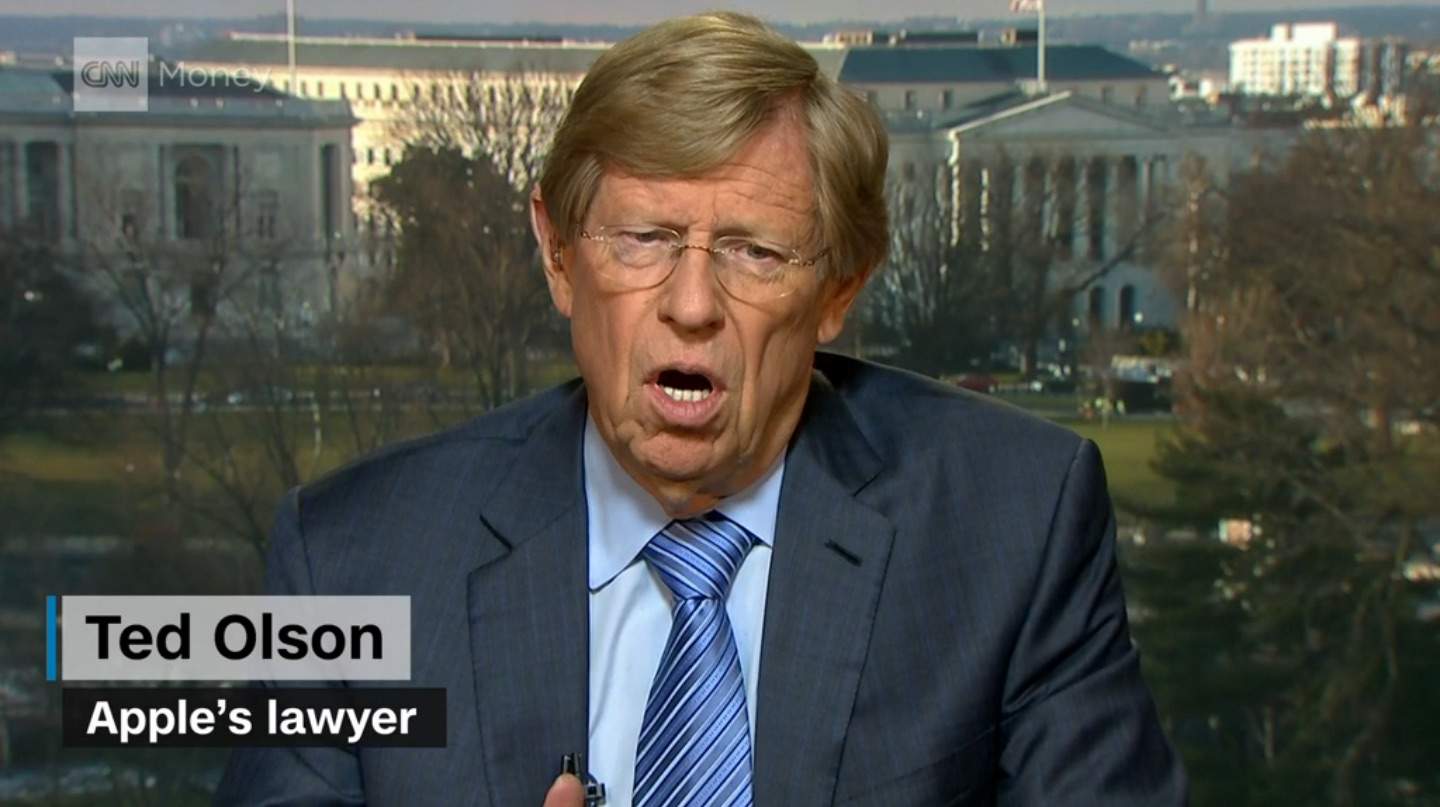 Legendary lawyer Ted Olson has taken up Apple's case.