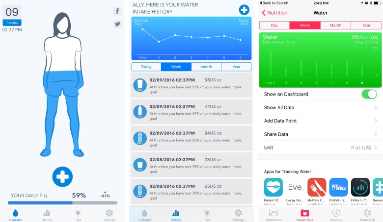 WaterMinder integrates wonderfully with the Health app so you can view all your stats in one place.