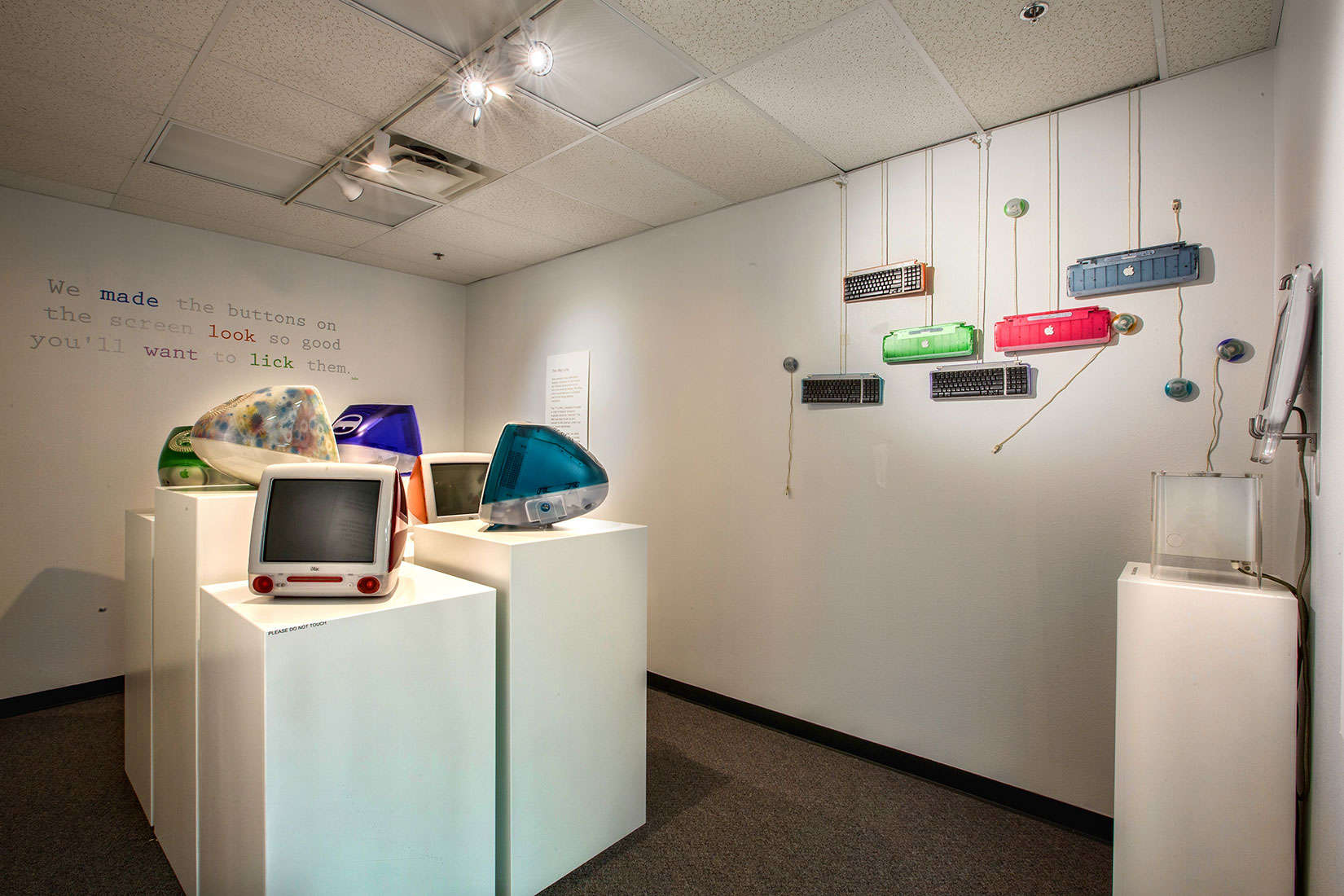 The colorful era of the first iMacs on display in an Apple Pop-up exhibit at the Computer Museum of America in Roswell, Ga.