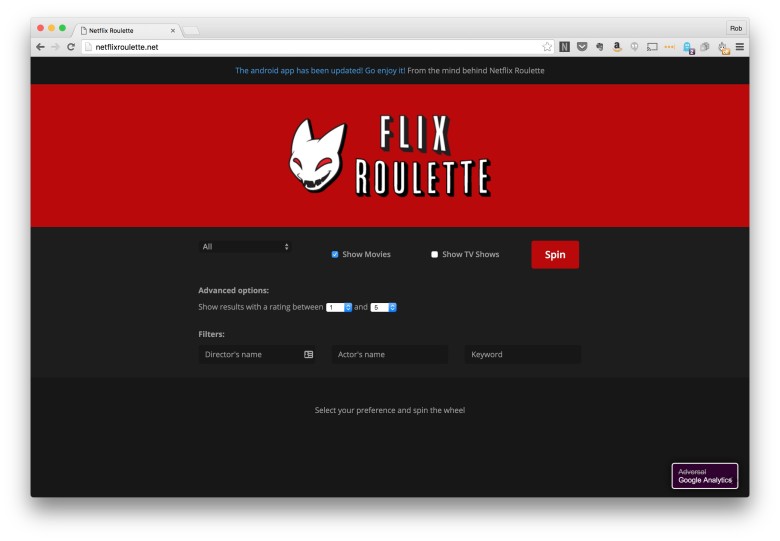 Find a random video to watch with Flix Roulette.