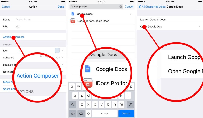 How to access Google Drive files faster with Launch Center Pro (Step 2 of 3).