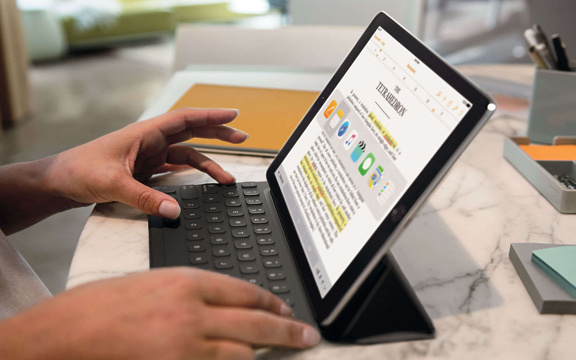 The 9.7-inch iPad Pro works with Apple's Smart Keyboard.