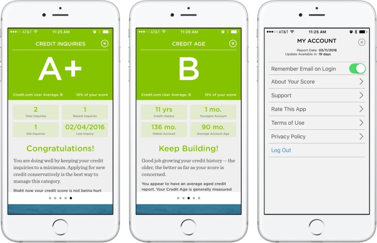 Image Credit.com isn't the prettiest app but it offers your Experian score for free every 30 days or so.
