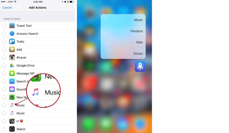 How to set up your new actions for use with 3D Touch (Steps 2 of 2).