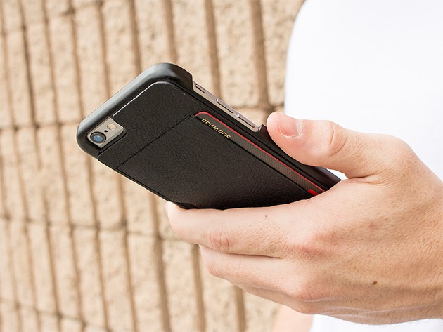 Protect your phone from drops, your cards from data theft, and your head from cellular radiation with one sleek case.