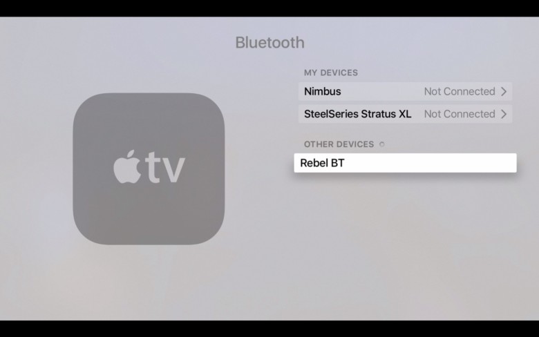 Apple TV will find any nearby BT accessories in pairing mode.