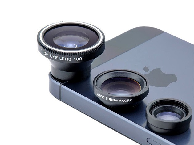 Bring your iPhone camera a big step closer to DSLR quality with three detachable glass lenses.