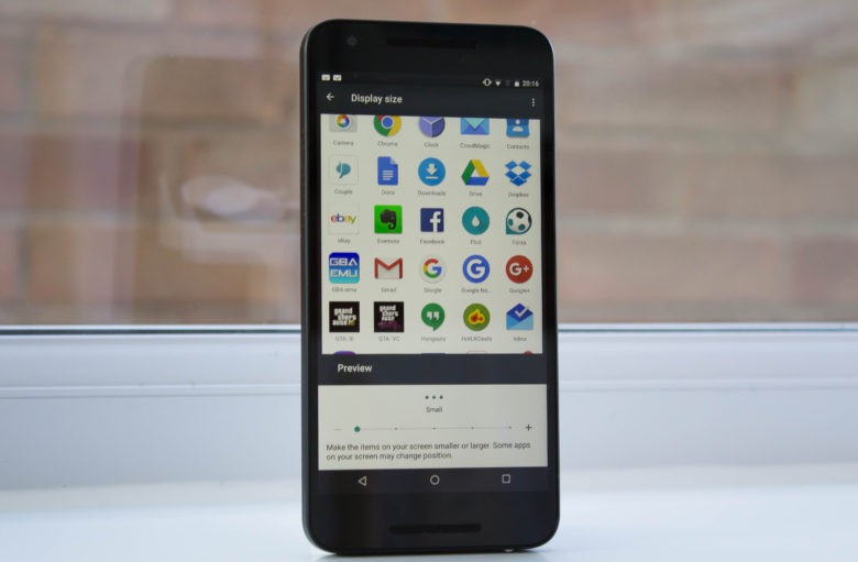 Display scaling in Android N.