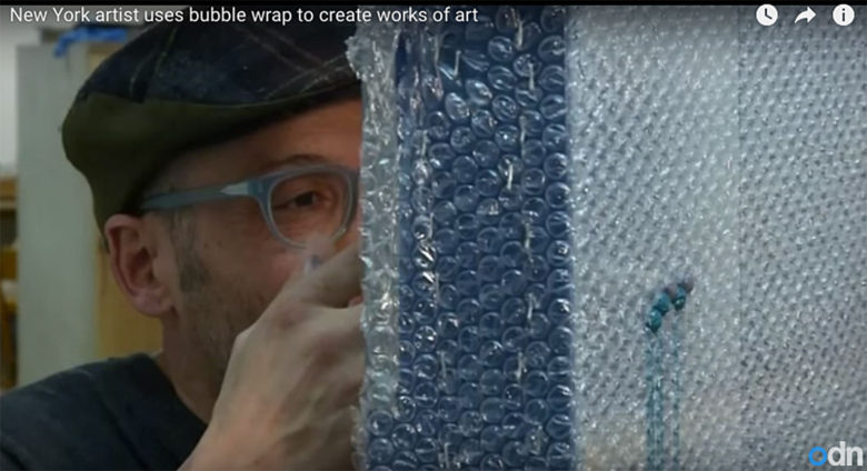 Hart calls the process of injecting paint into bubble wrap meditative. 
