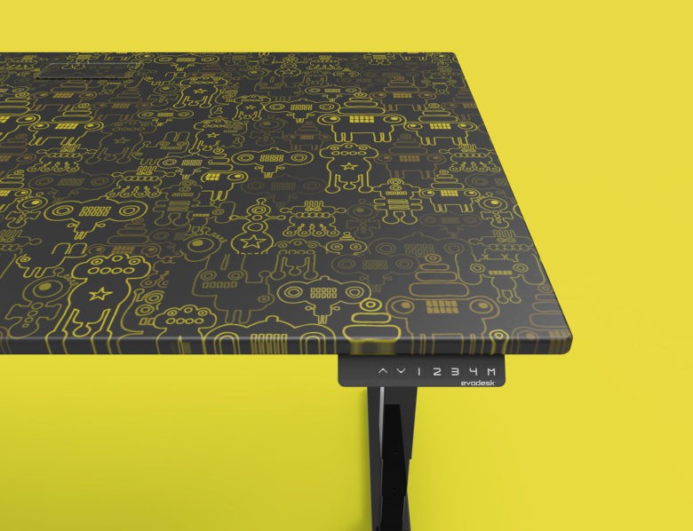 Choose a favorite design to customize your Evodesk. Even robots.