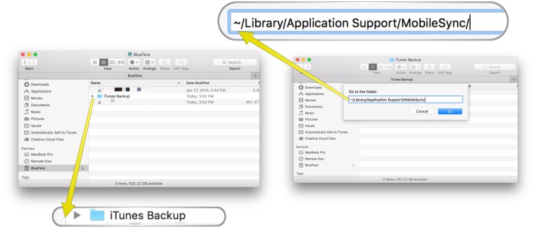 Create a folder on your external drive, then find the iTunes Backup folder.