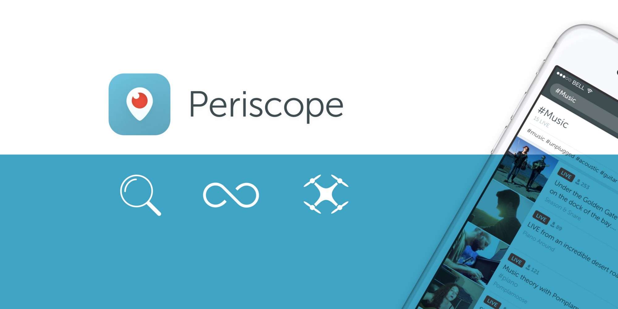 Broadcast from your GoPro, iPhone, or DJI drone with Periscope.