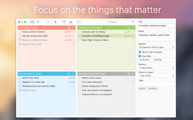 Focus Matrix for Mac