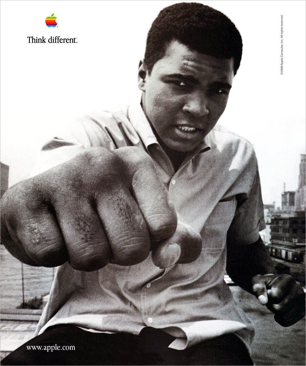 Muhammed Ali in Apple's Think Different campaign.