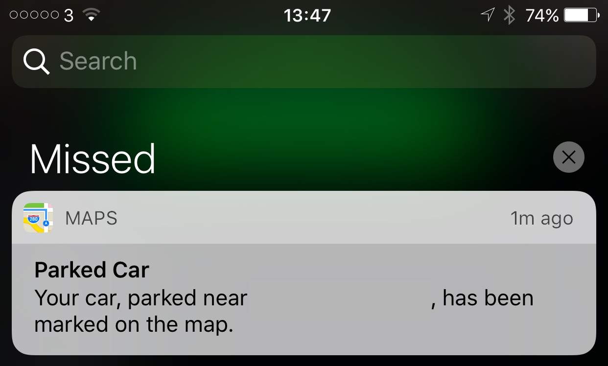 iOS 10 automatically tracks where you parked.