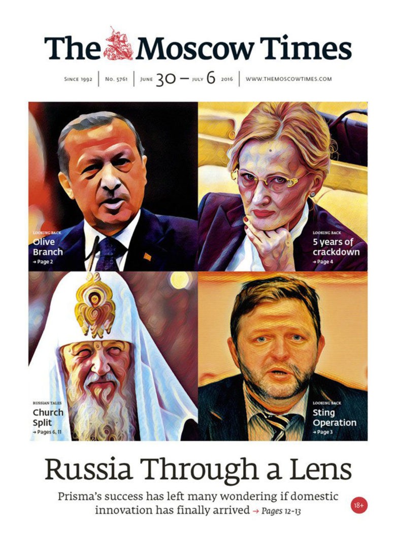 The Moscow Times applied Prisma to ordinary headshots for a moody illustration. 