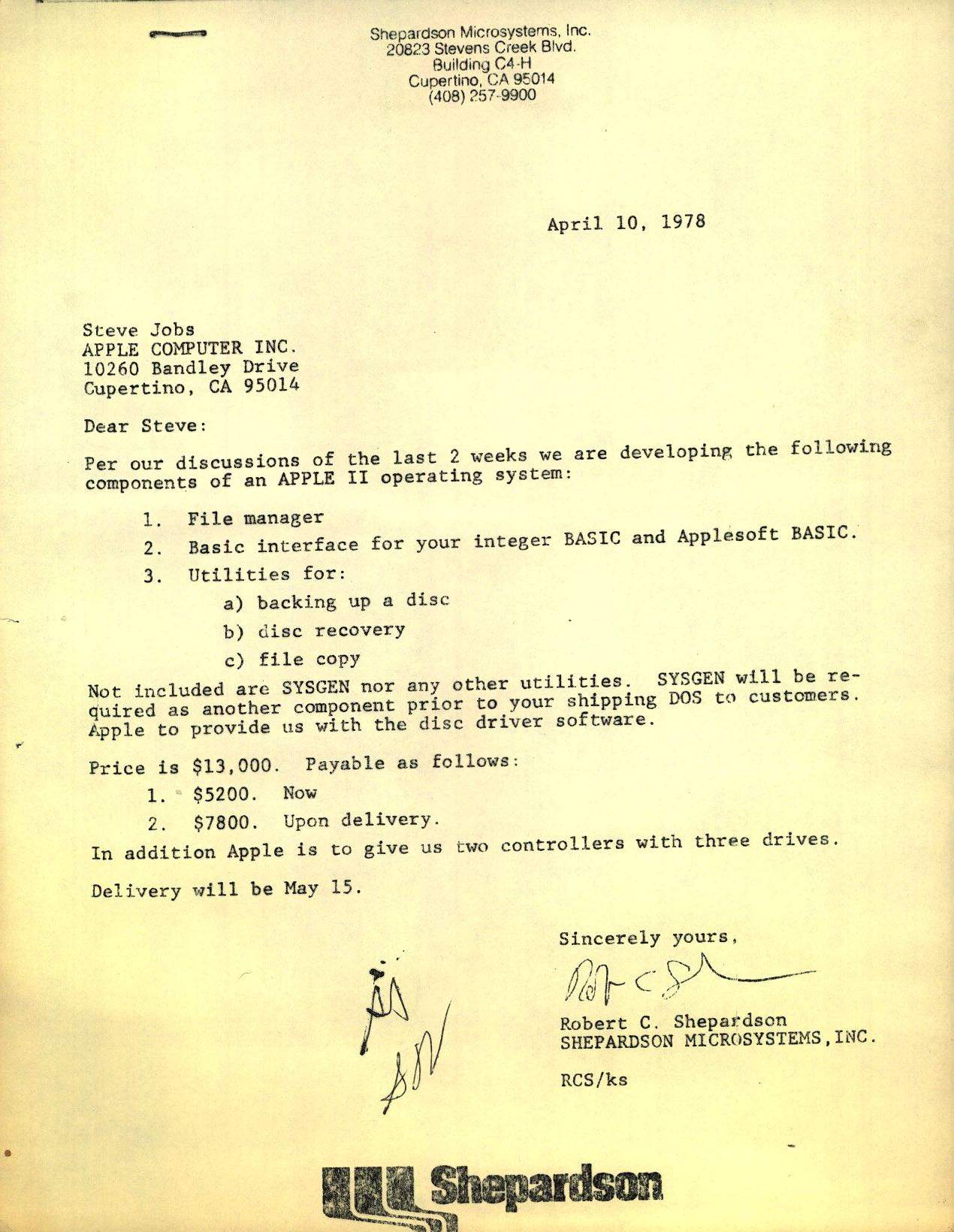 DigiBarn ShepApple2DOS 06A Apple DOS letter