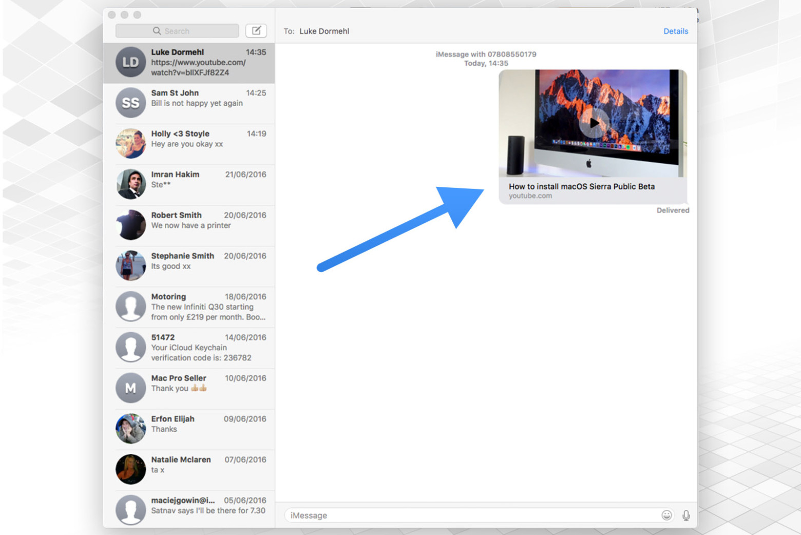 Use Messages to play videos and preview links in MacOS Sierra