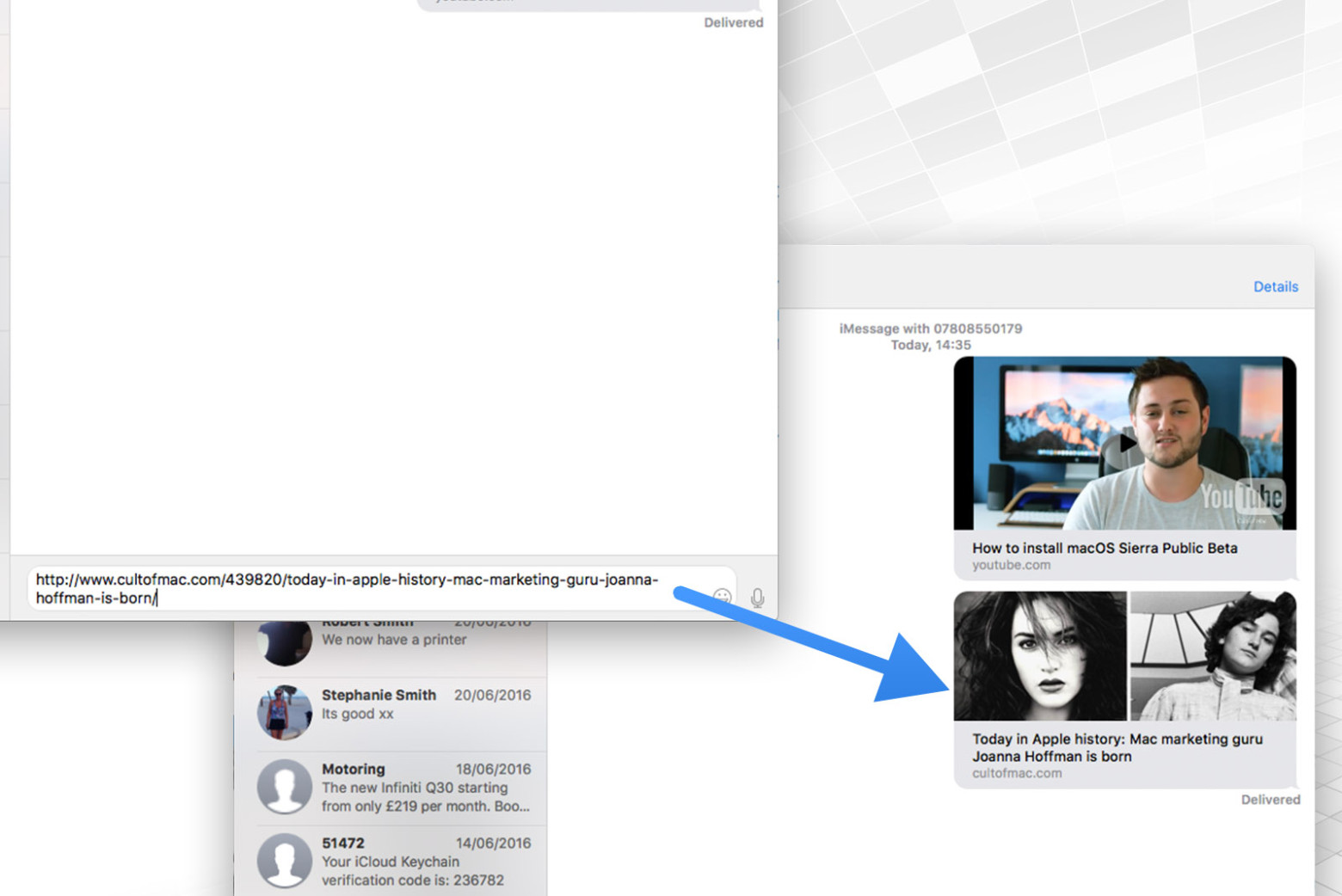Use Messages to play videos and preview links in MacOS Sierra